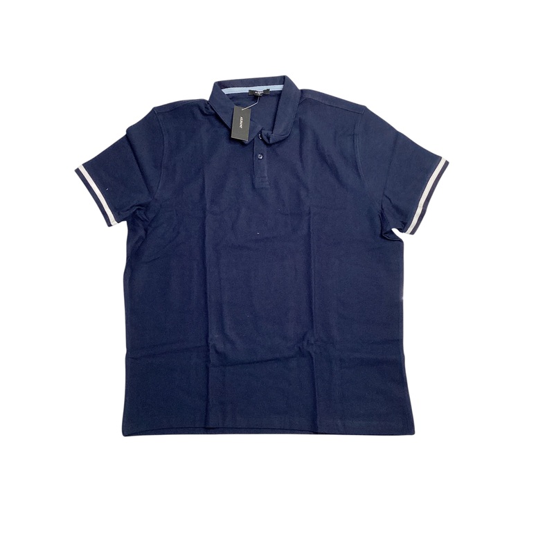 Alfani Men's Regular Fit Tipped Short Sleeve Polo Shirt Navy Blue XL