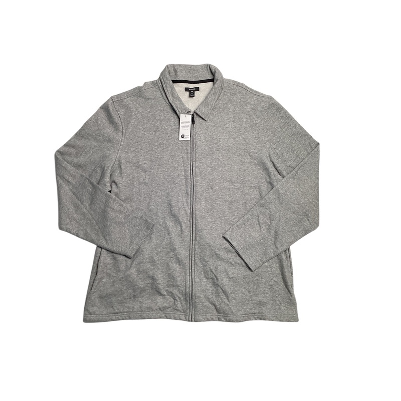 Alfani Mens Harrington Coat French Terry Zip Front Jacket Grey Heather 3XL