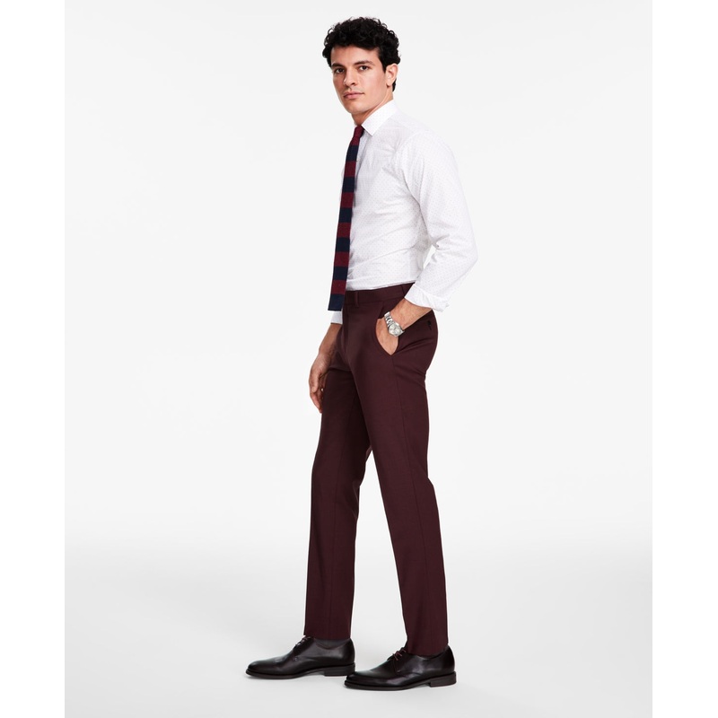 Bar III Mens Slim Fit  Suit Dress Pants Burgundy 32 x 30