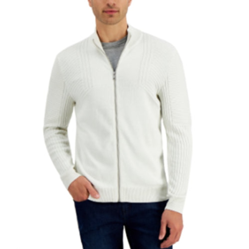I.N.C. International Concepts Mens Full Zip Sweater French Vanilla 2XL