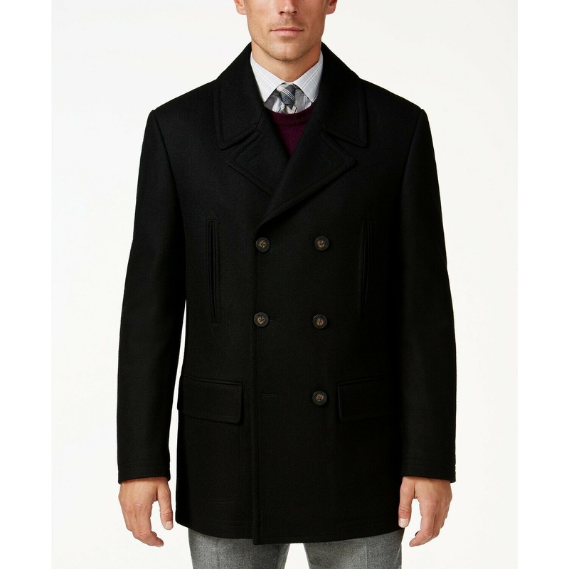 Lauren Ralph Lauren Luke Solid Wool-Blend Peacoat 46R Coat Black