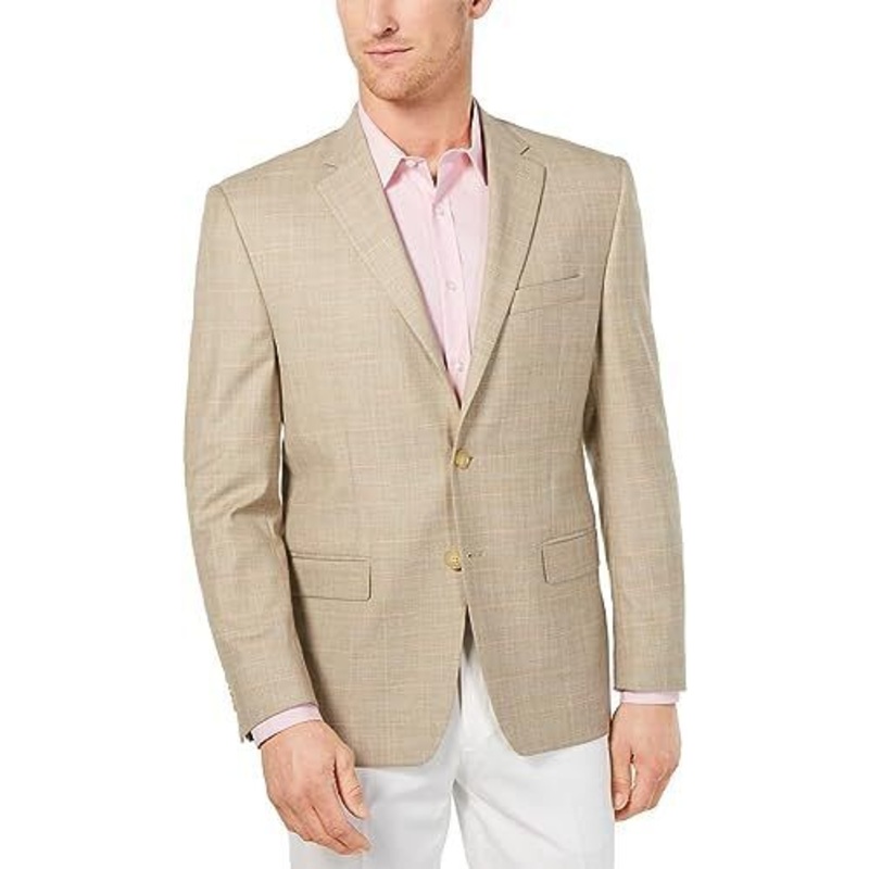 Lauren Ralph Lauren Mens Lexington Plaid Blazer Sportcoat Tan 40R