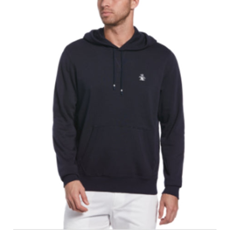 Original Penguin Men's Slim-Fit Floral Stamp Fleece Hoodie Sapphire Blue Large