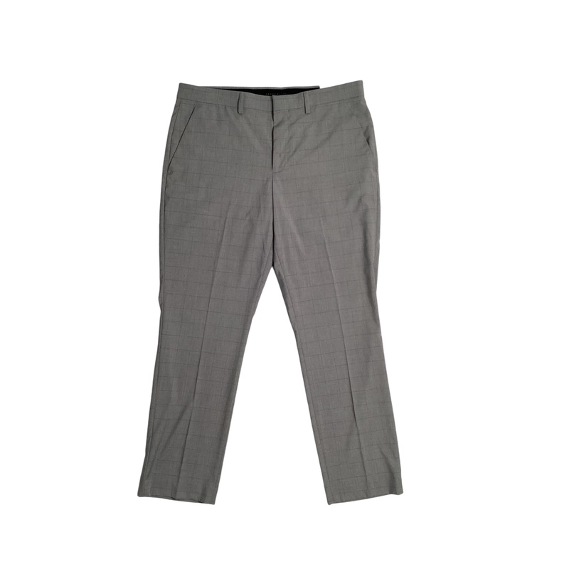Perry Ellis Portfolio Mens Slim Fit Windowpane Suit Dress Pants Grey 38 x 30