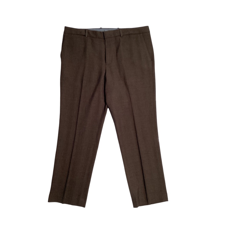 Perry Ellis Portfolio Modern Fit Flat Front Pants Major Brown 33 x 32