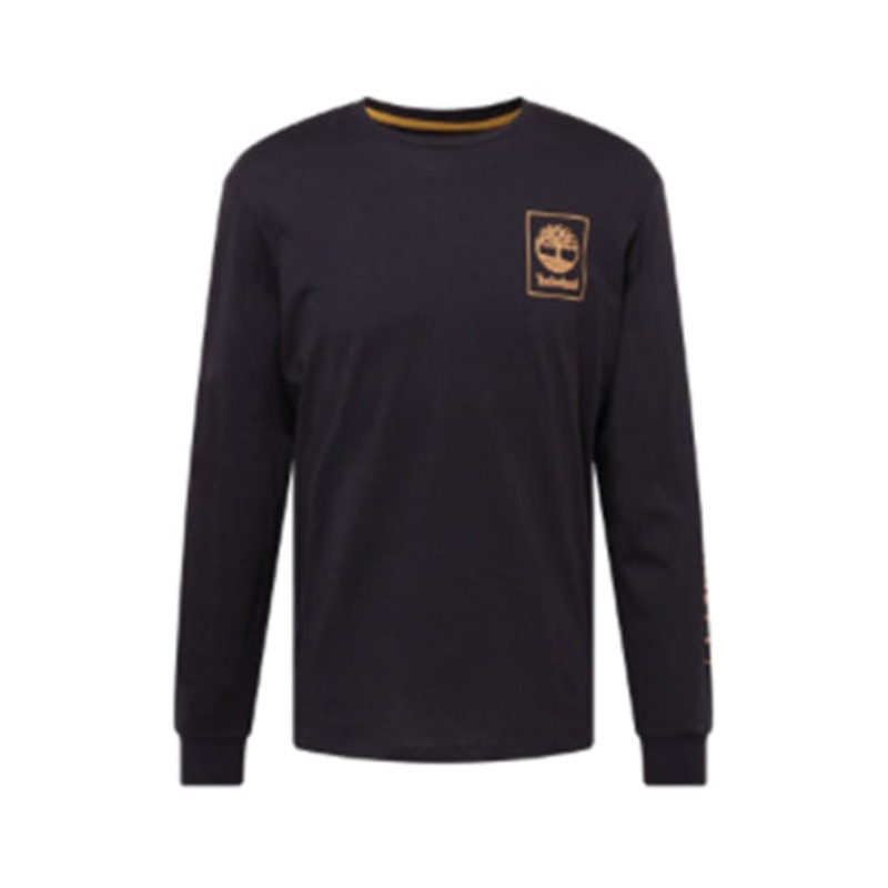 Timberland Mens Long Sleeve T-Shirt Chest Stack Black-wheat Boot Small