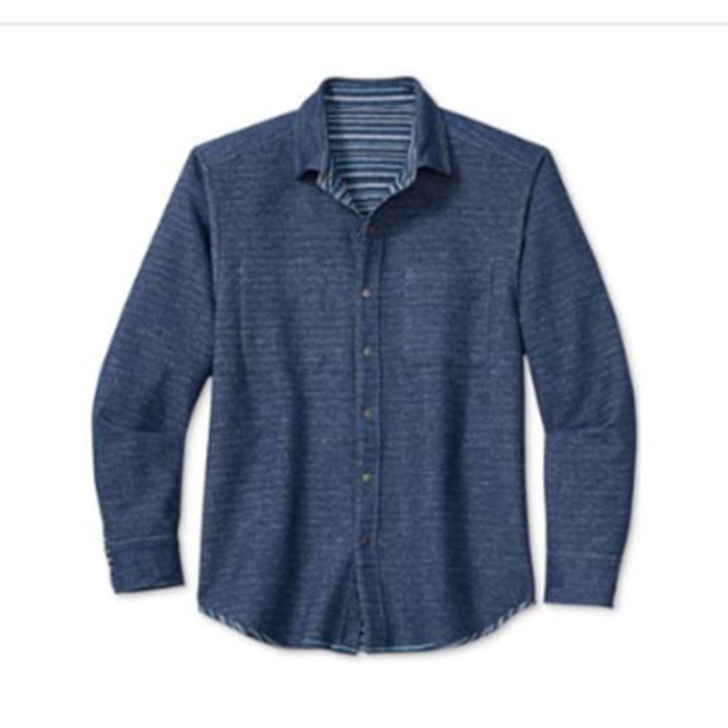 Tommy Bahama Mens Long-Sleeve Shirt Island Navy 3XL