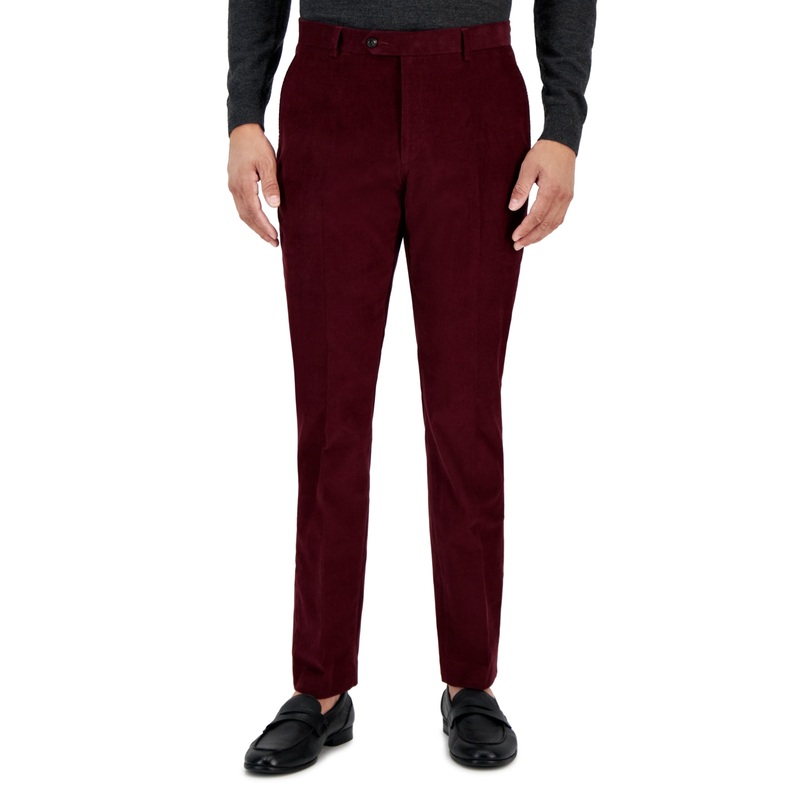 Tommy Hilfiger Mens Modern Fit Corduroy Pants Burgundy Red 36 x 30
