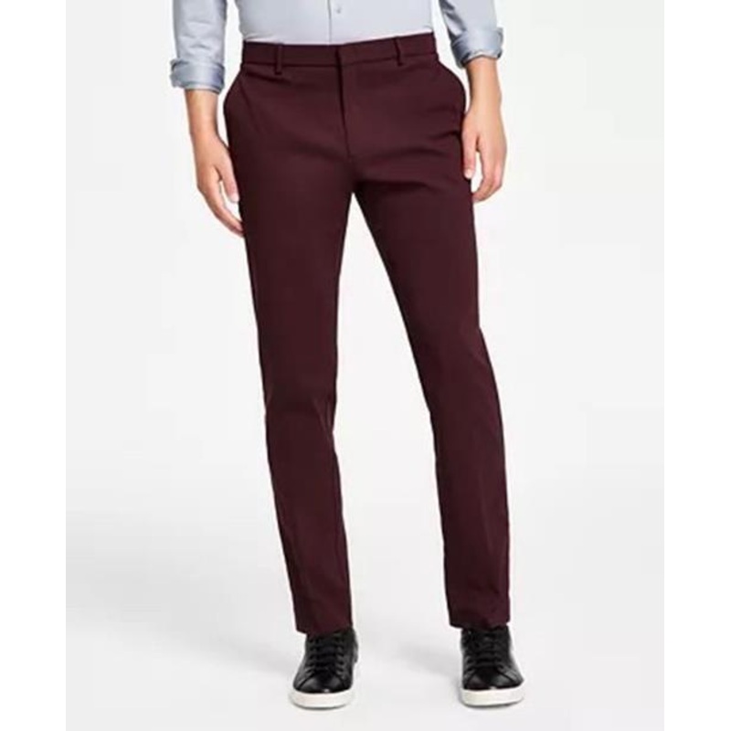 Tommy Hilfiger Modern Fit Comfort Performance Pants 34 x 32 Burgundy Flat Front