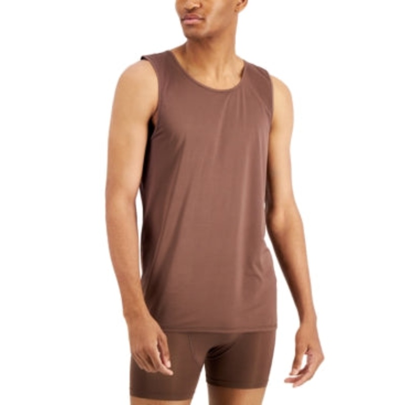Alfani Mens Air Mesh Sleeveless Tank T Shirt Dark Brown XL