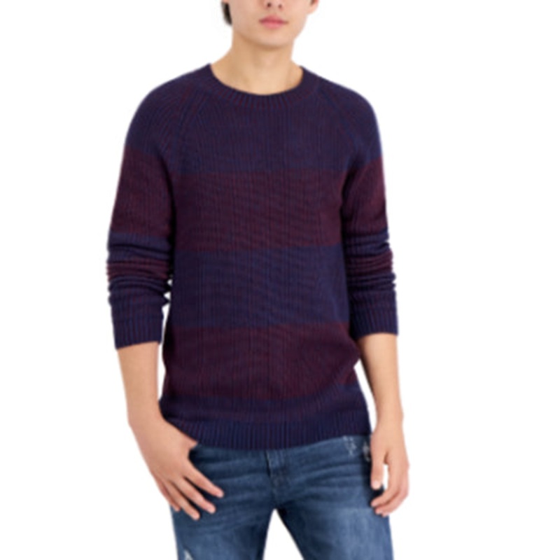 I.N.C. International Concepts Mens Plaited Crewneck Sweater Basic Navy XS
