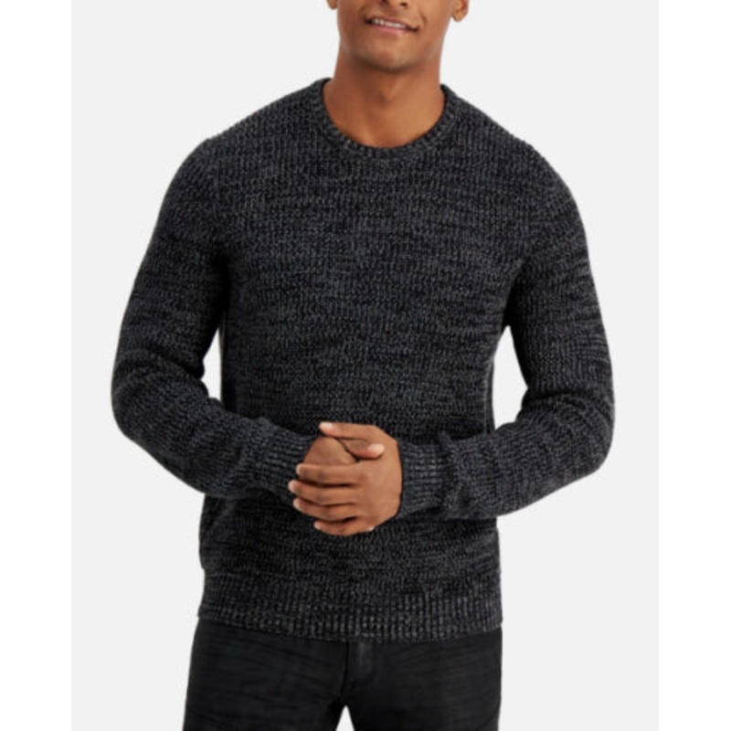 I.N.C. International Concepts Mens Textured Crewneck Sweater Deep Black XL