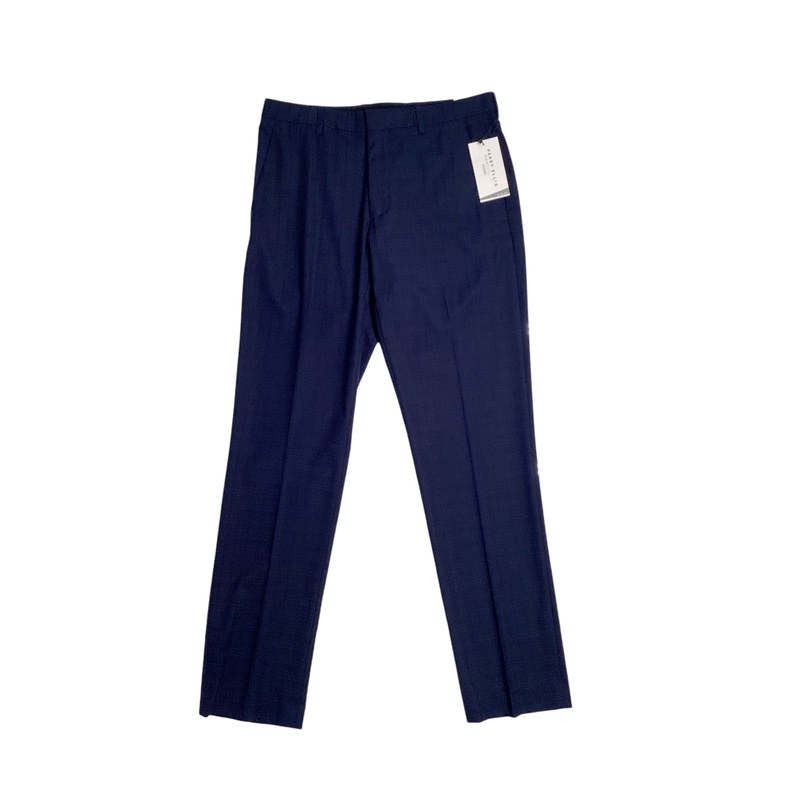 Perry Ellis Portfolio Slim Fit Solid Flat Front Pants Navy Blue 32 x 29