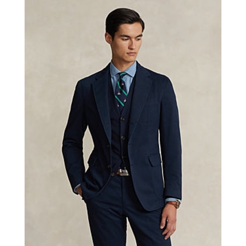 Polo Ralph Lauren Mens Garment Dyed Chino Trim Fit Suit Jacket Blue 44R