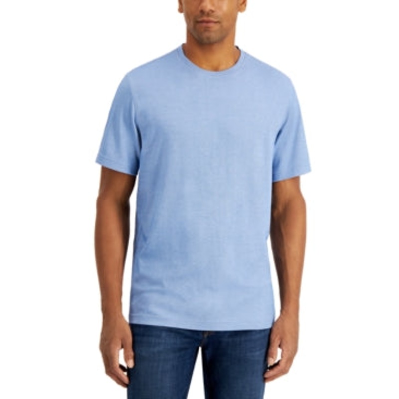 Tasso Elba Men's Short Sleeve Crewneck T Shirt Quiet Harbor Blue  Large