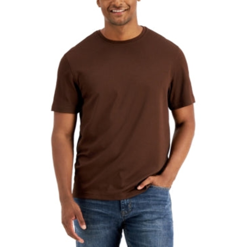Tasso Elba Mens Knit Short Sleeve T Shirt Saddle Brown 2XL