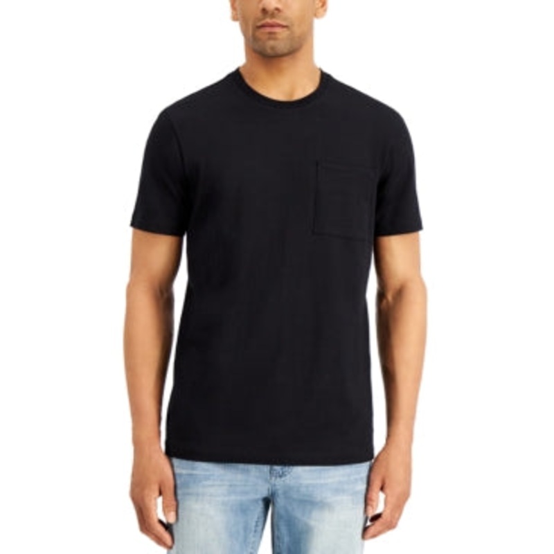 Alfani Mens Short Sleeve Pocket T Shirt Deep Black Large