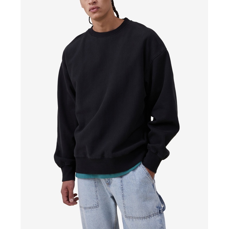 Cotton On Mens Oversized Fleece Swater Faded Slate Black Large