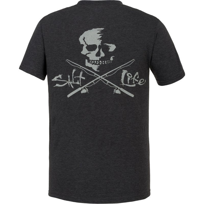 Salt Life Mens Skull And Pole Short Sleeve Crewneck T Shirt  Grey Heather Small