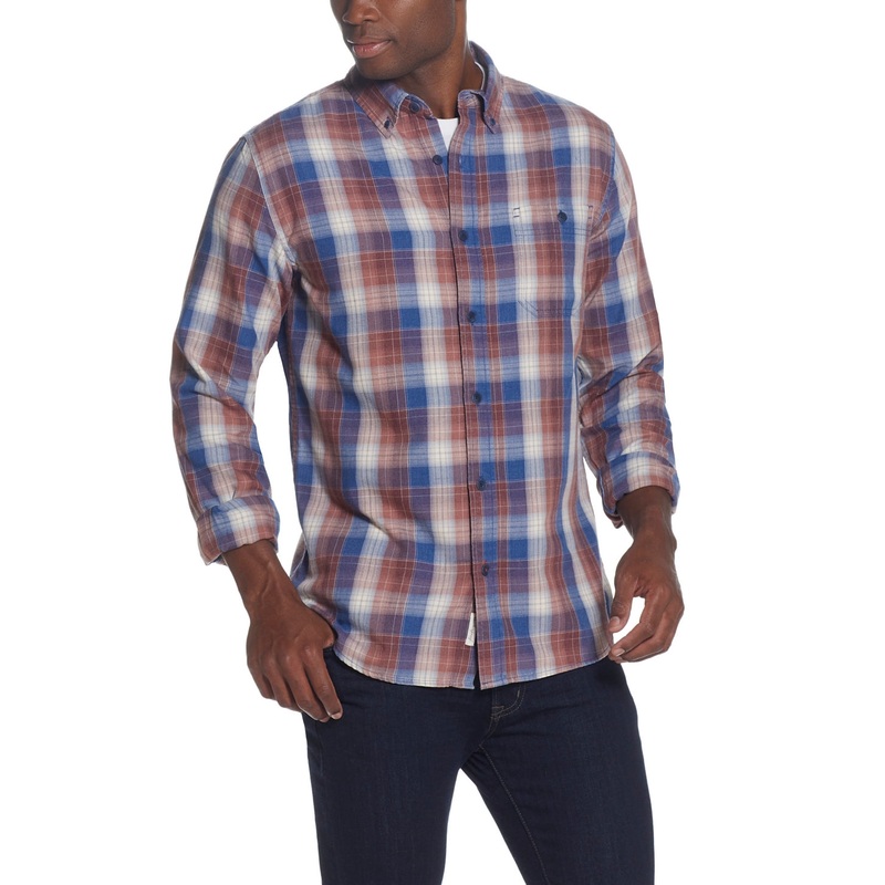 Weatherproof Vintage Men's Button Down Shirt Plaid Cedarwood Large