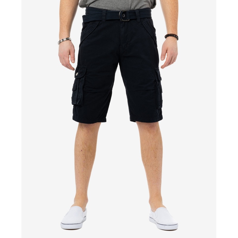 X RAY Men's Belted Twill Tape Cargo Shorts Navy Blue Size 44