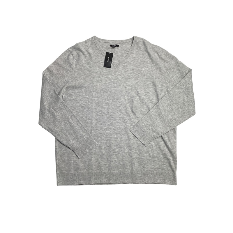 Alfani Mens V Neck Ribbed Trim Sweater Grey XXL