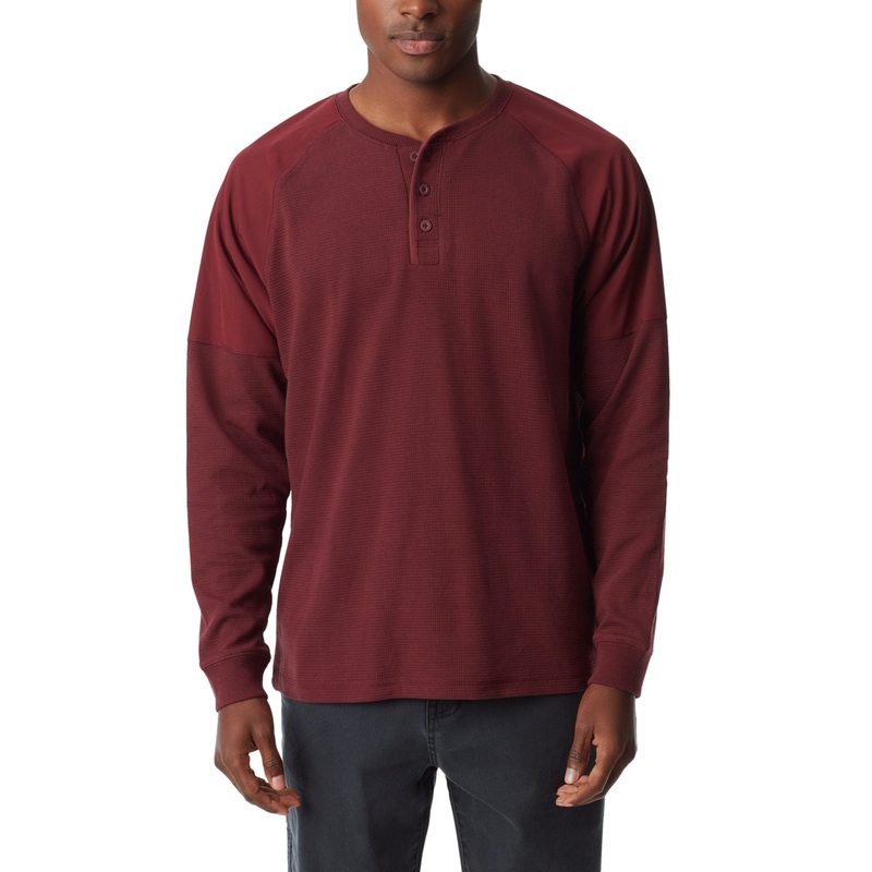 BASS OUTDOOR Mens Thermal Raglan Long Sleeve T Shirt Tawney Port Large