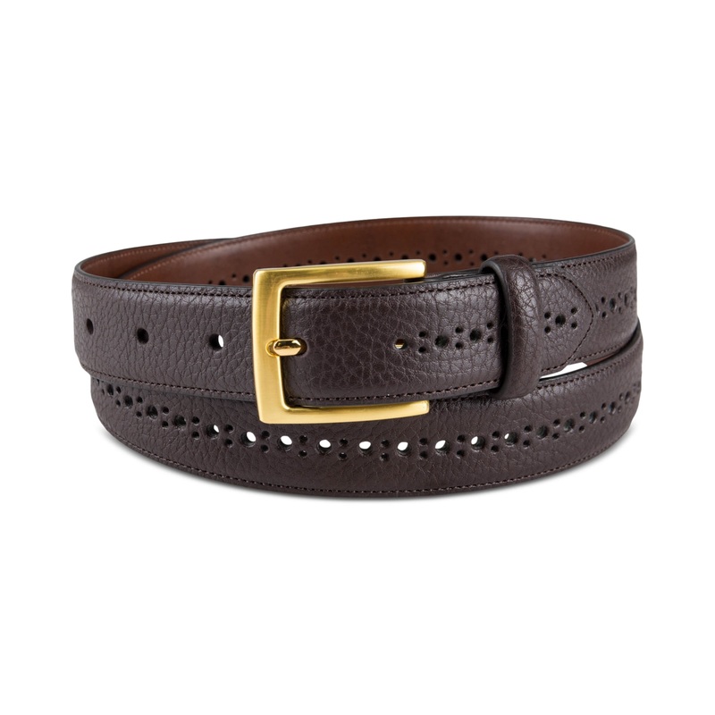 Club Room Men's Casual Brogue Belt Dark Brown  Large 38 to 40