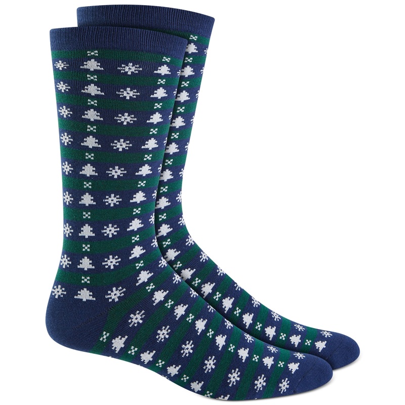 Club Room Mens Holiday Stretch Crew Socks Blue One Size