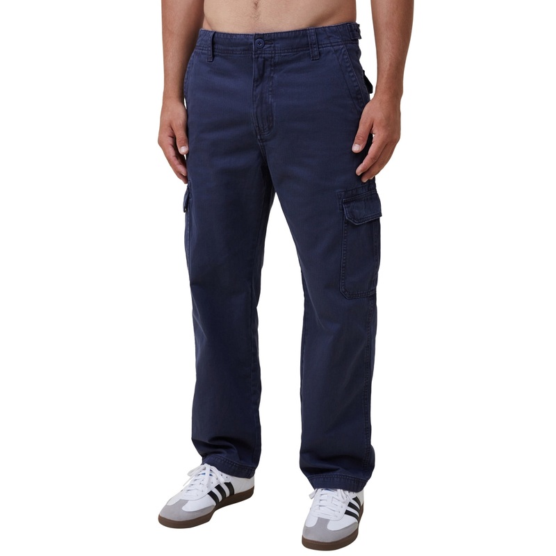 Cotton On Mens Tactical Cargo Pants Vintage Indigo Herringbone Blue 34