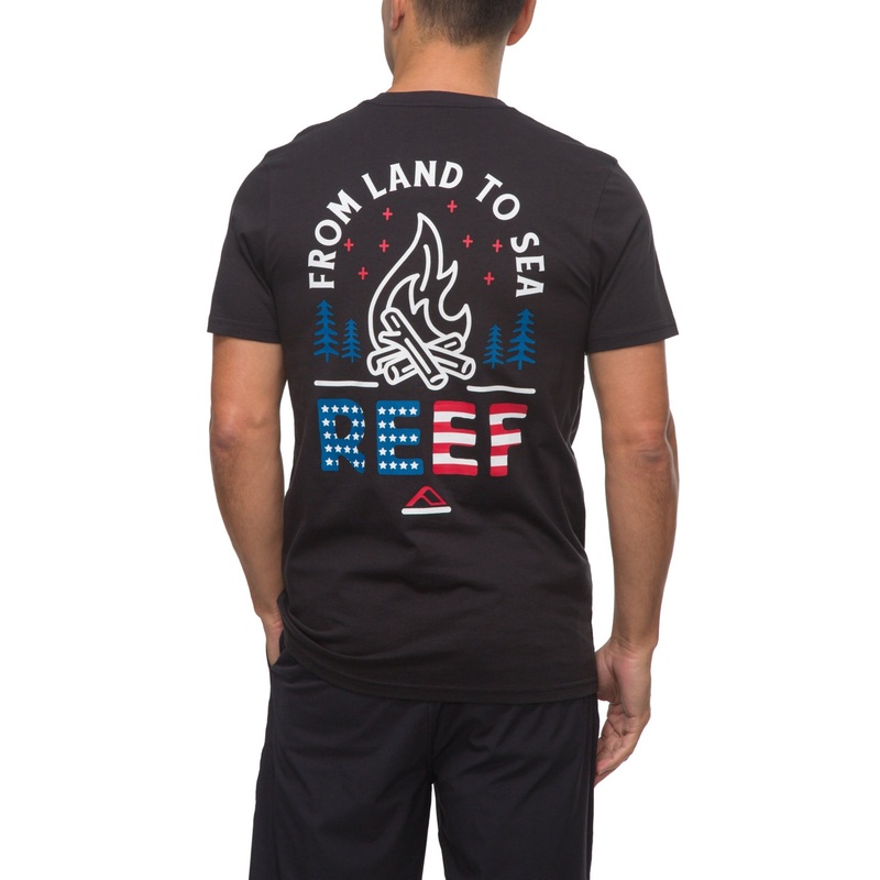 REEF Mens Graphic Logo Short Sleeve T Shirt Caviar Medium