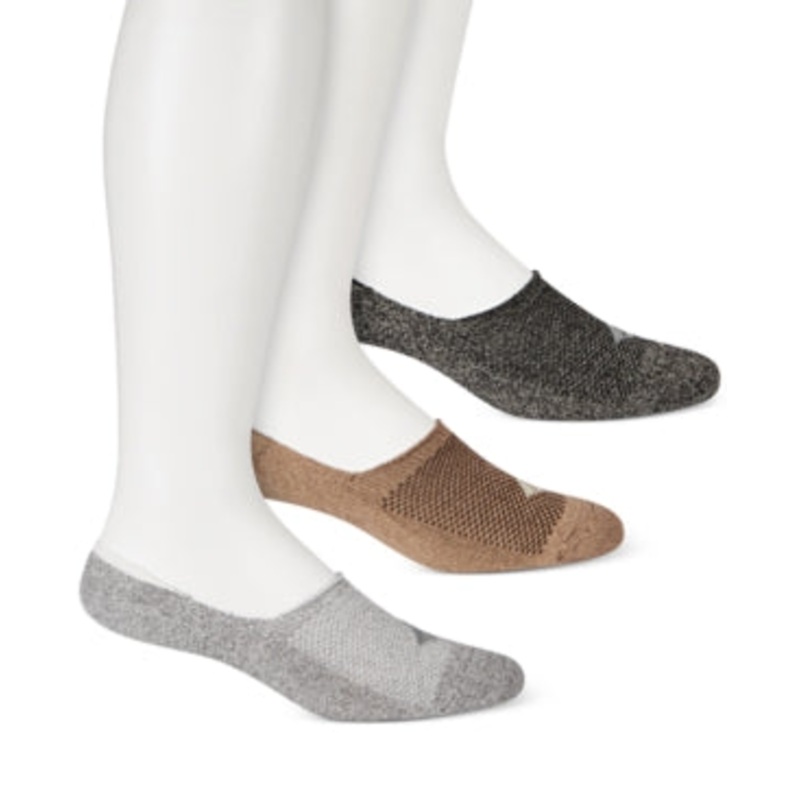 Sperry Mens 3 Pack Cushion Performance Liner Socks Brown One Size