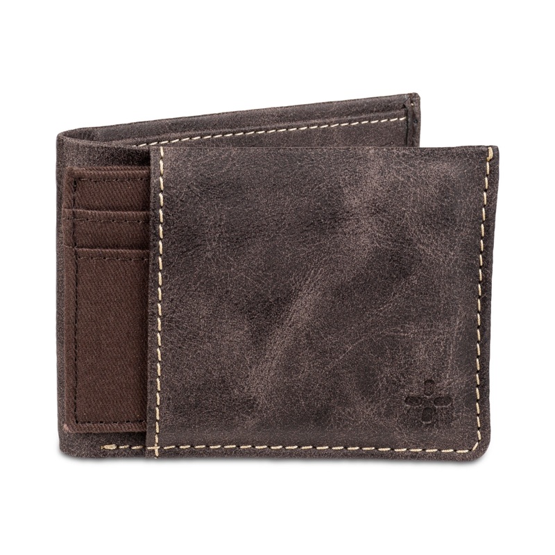 Sun Stone Men's Rugged Slim Fold Wallet Brown
