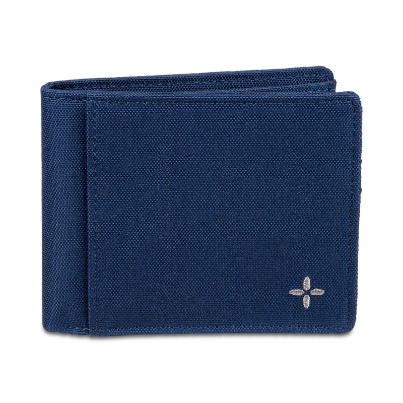 Sun Stone Men's Slim Fold Wallet Navy Blue