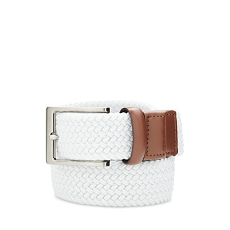 The Men's Store  Woven Stretch Belt White Size 40
