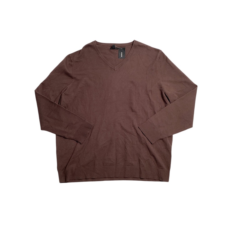 Alfani Men's Solid V Neck Cotton Sweater Coffee Bean Brown XXL