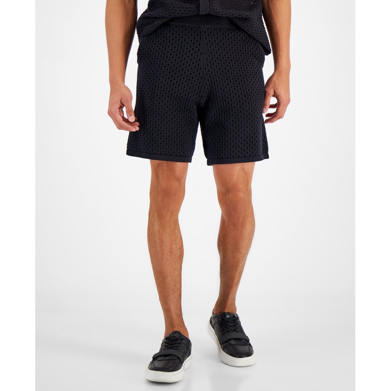 International Concepts Men's Open Knit 7 Shorts Black XL
