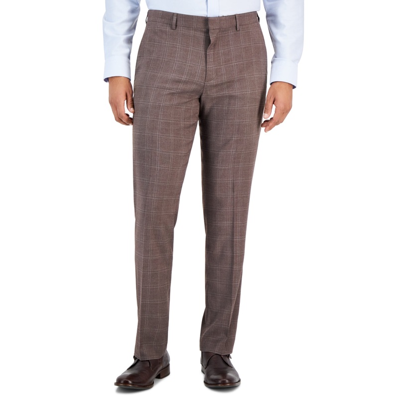 Perry Ellis Portfolio Men's Slim Fit Stretch Dress Pants Brown 29 x 30