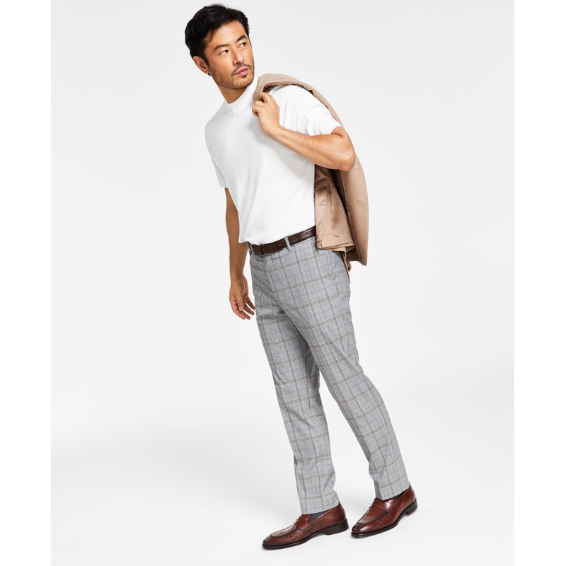 Tommy Hilfiger Men's Modern Fit Performance Dress Pants Grey Pattern 33 x 32
