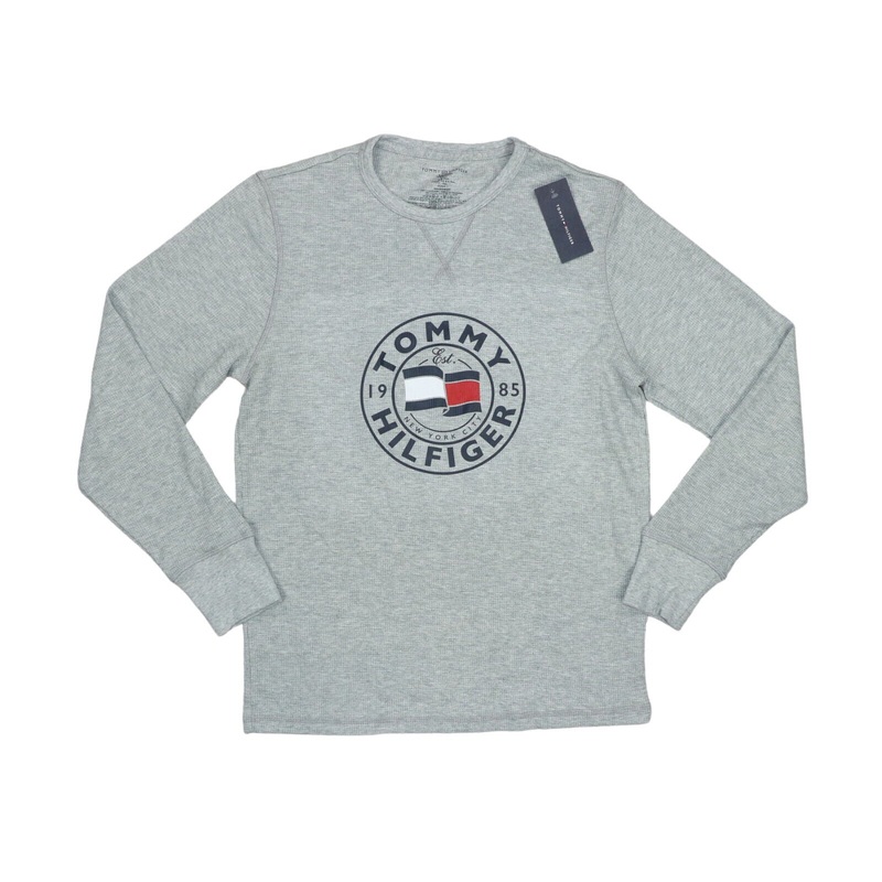 Tommy Hilfiger Mens Waffle Knit Thermal Sleep Pajama Long Sleeve Shirt  Grey XL