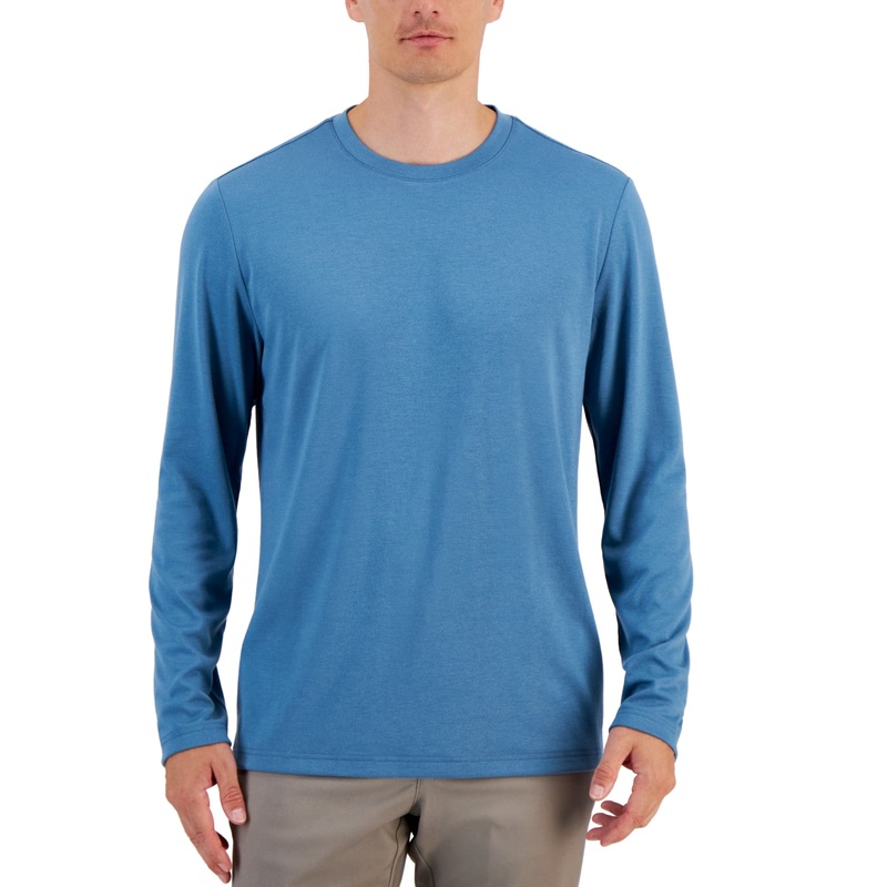 Alfani Alfatech Long Sleeve Crewneck T Shirt Deep Patina Blue XL