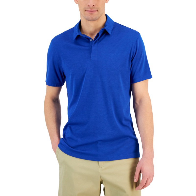 Alfani Men's AlfaTech Stretch Solid Polo Shirt Royal Blue Small