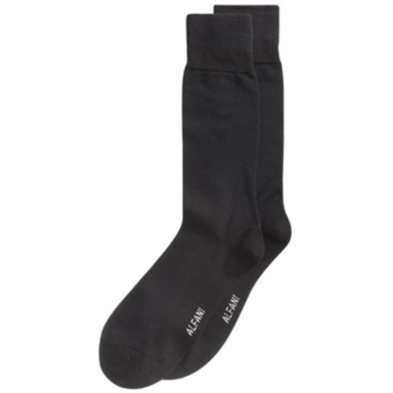 Alfani Men's Pique Solid Dress Socks Black One Size