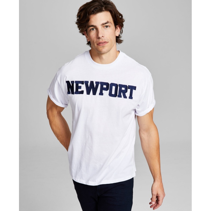 And Now This Men's Newport Embroidered Short Sleeve T Shirt White 2XL