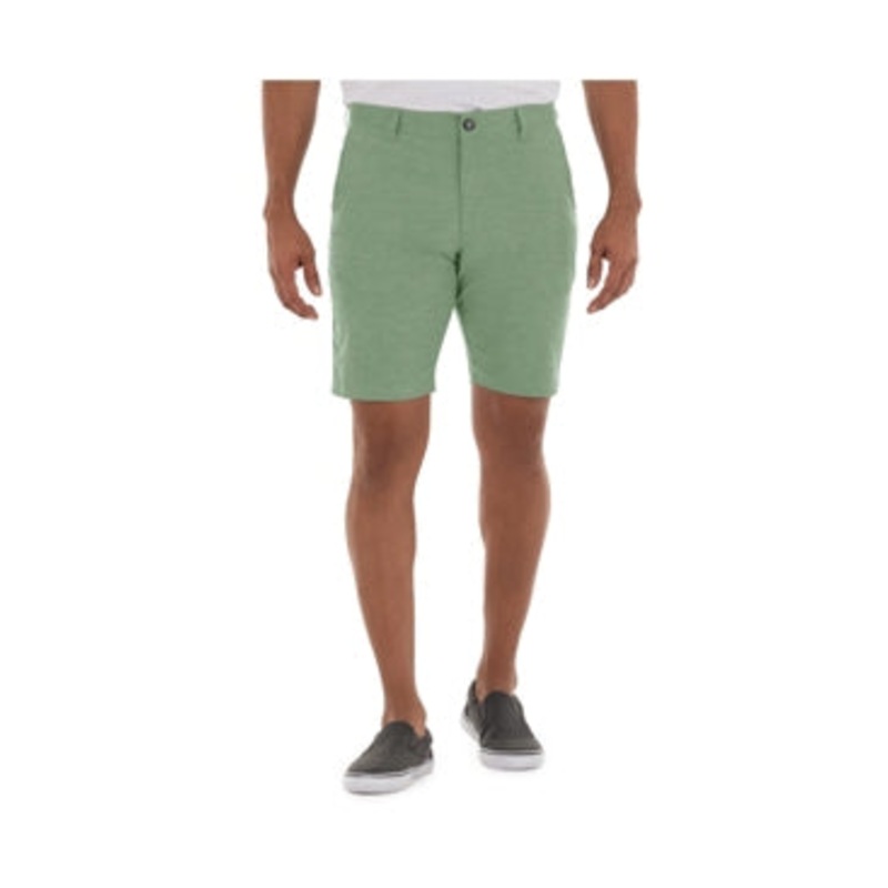 Guy Harvey Mens Hybrid Flat Front Heathered Shorts Green 38