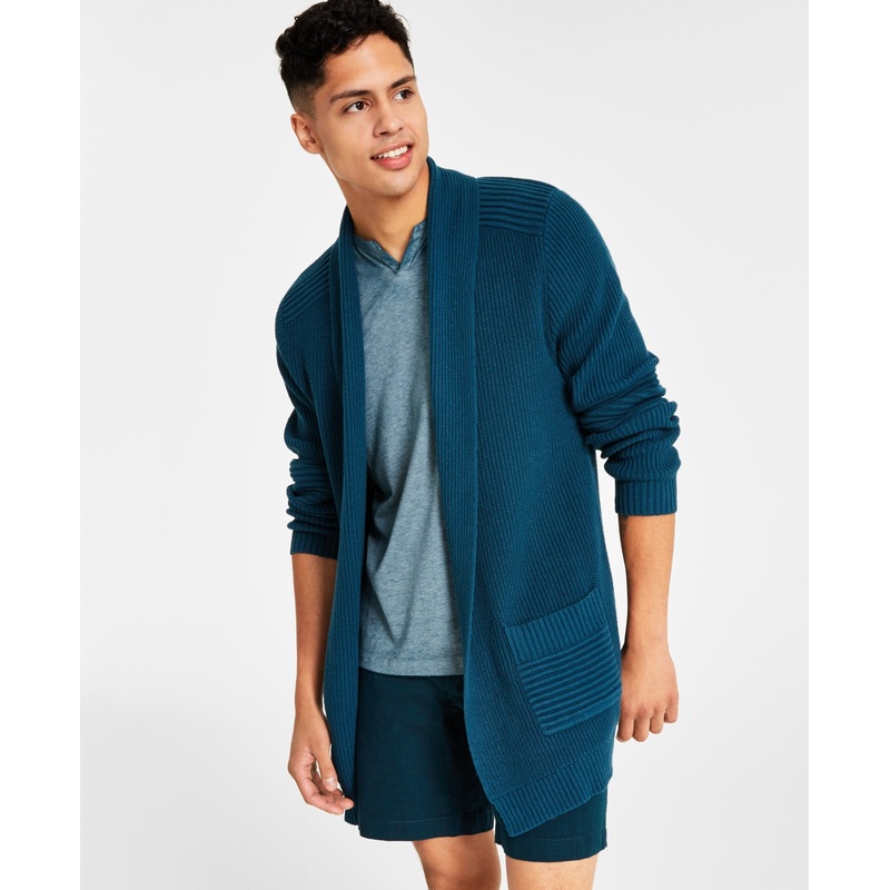 I.n.c. International Concepts Men's Ribbed Shawl Cardigan Sweater Small Blue