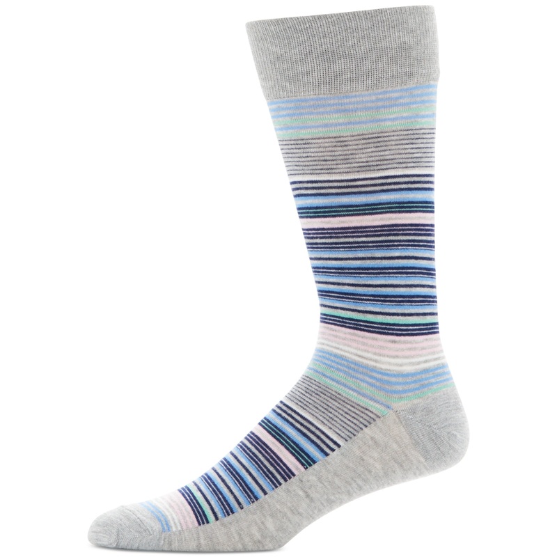 Perry Ellis Portfolio Men's Moisture Wicking Stripe Crew Socks Grey