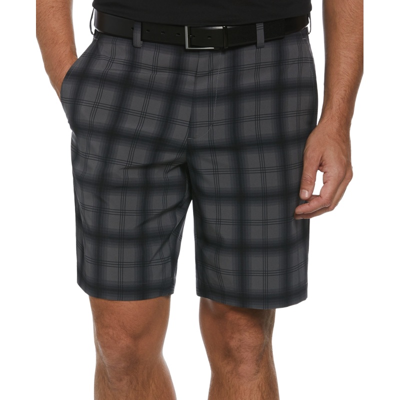 Pga Tour Men's Energy Plaid Golf Shorts Iron Gate Grey 30