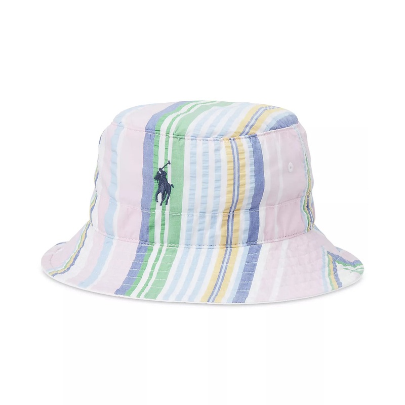 POLO RALPH LAUREN Men's Cotton Seersucker Bucket Hat Pink Small / Medium