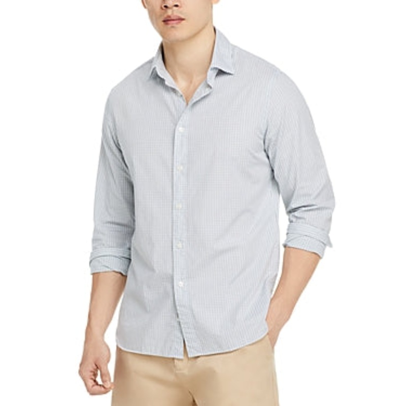 The Men's Store  Casual Stretch Slim Fit Shirt Green Large
